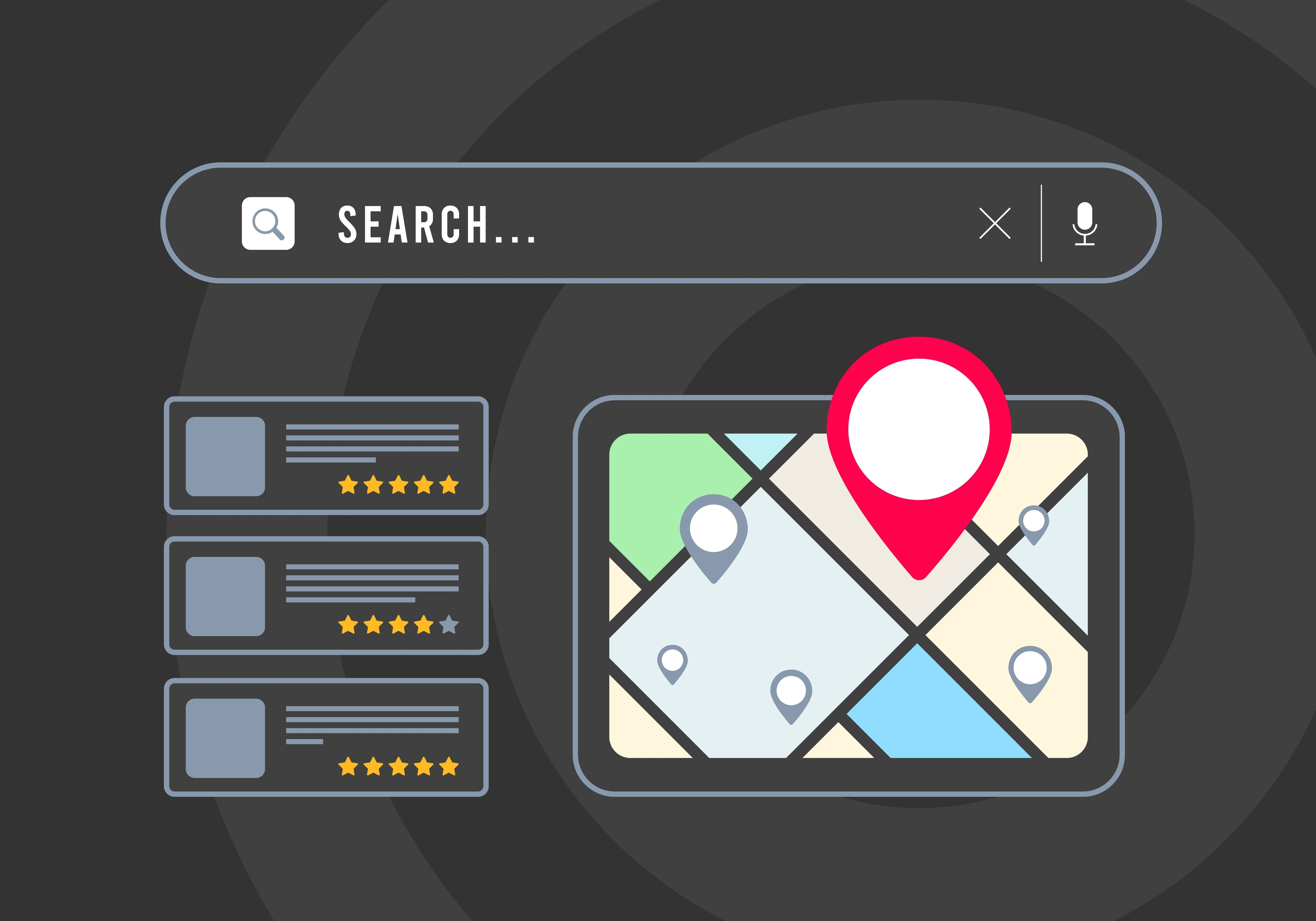 illustration of local search showing the important of local seo for dental practice growth