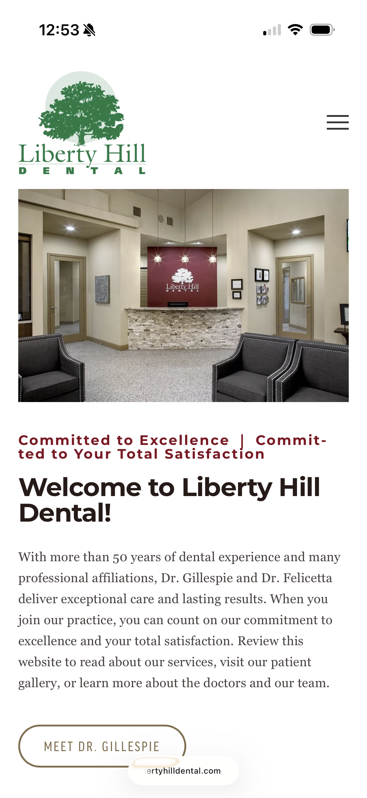 Mobile website screenshot